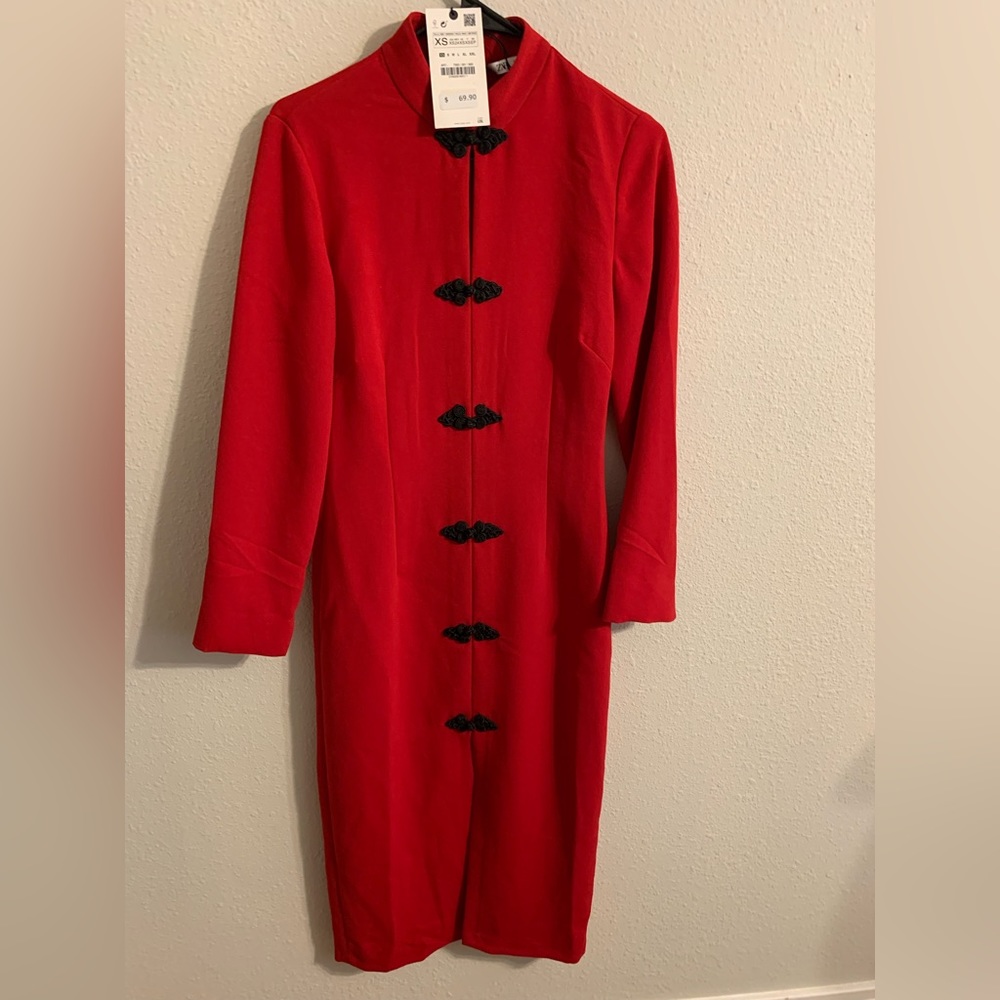 Zara XS red Chinese dress NEW